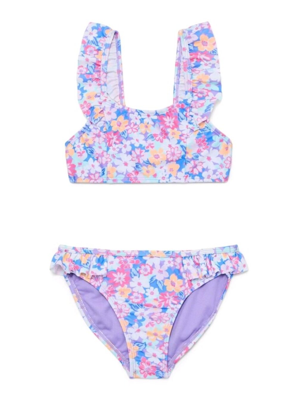 FLORAL PRINT - RUFFLE STRAP BIKINI TOP - TWO PIECE SWIMSUIT
